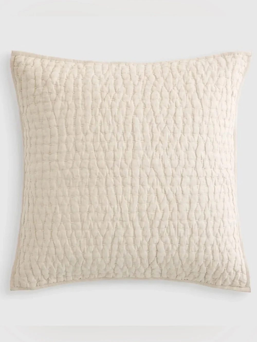 NWOT Quince European Linen Cotton Stitch Quilted Euro Sham, 26 X 26 (Natural)
